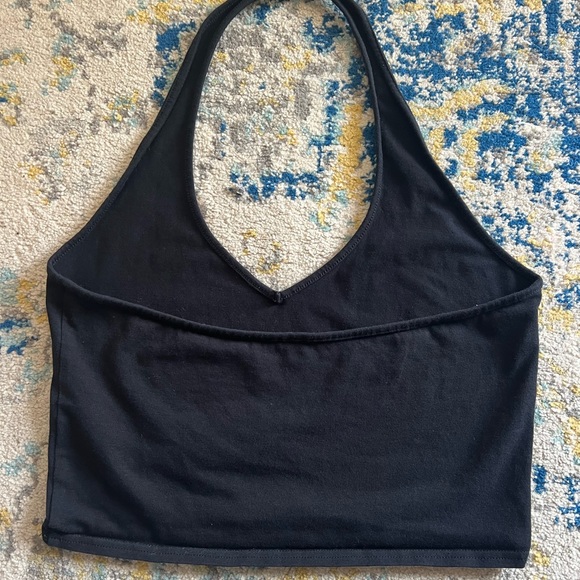 Express One Eleven Black Halter Crop Top Medium - Picture 3 of 4